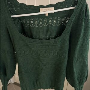 Sezane Green Lace Blouse